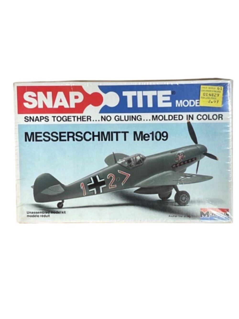 Vintage 1980 Monogram Snap Tite Messerschmitt Me109 Model Kit 1002 1:64 SEALED P
